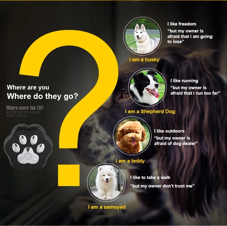 Pet Location Tracker with Quad GPS WIFI LBS GPRS Mode 4 LED Flashlight in Night Free APP Cloud Storage for Track Data Playback_F2