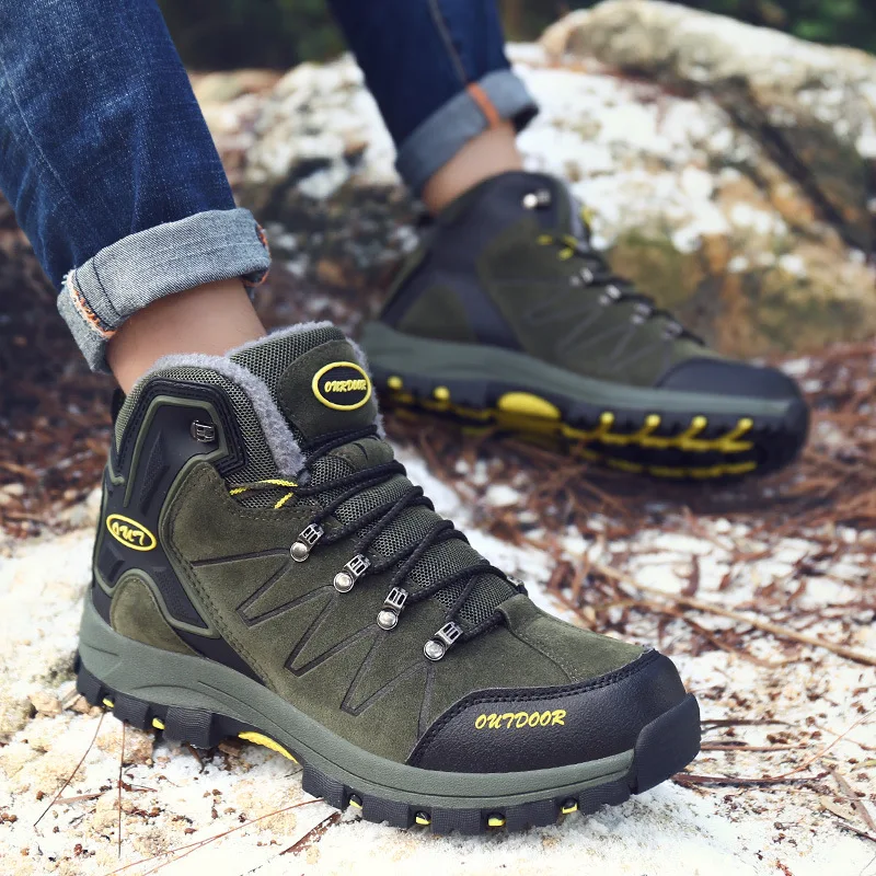 Lisse verde 45 velvet Ankle velvet Homens cinza Inverno Black Exército 39 Gray De marrom velvet Manter Boots Ao Moda Quente Neve Sapatos Ar Preto botas Couro Escalada Livre velvet Brown Armygreen Aquecido Botas Camurça SrSwRqA