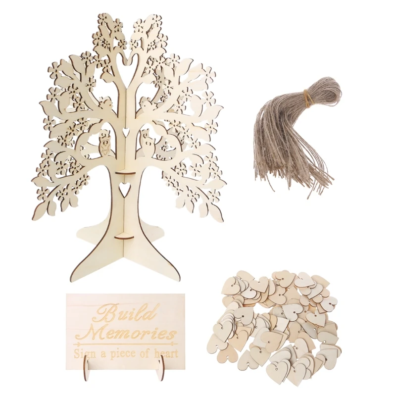 

3D Personalized Wood Wedding Guest Book Party Sign Book Wishing Tree Decorations