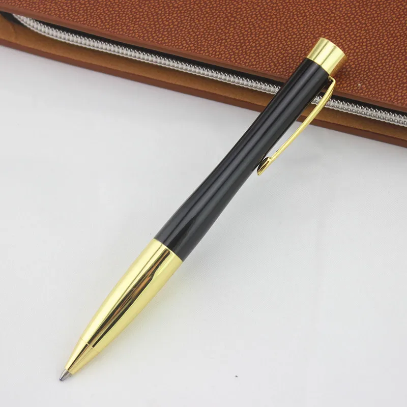 Черный золотой зажим высокого класса модная металлическая шариковая ручка 0,7 мм чернила заправка студенческие принадлежности бизнес ручка подарок ручка