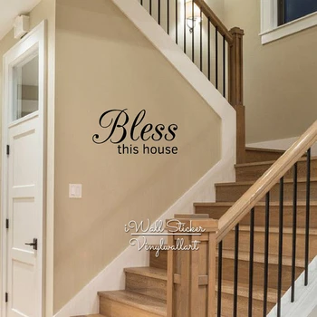 

Bless This House Quote Wall Sticker Home Quote Wall Decal DIY High Quality Cut Vinyl Removable Family Wall Decor Q52