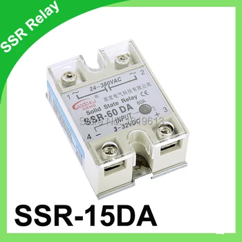 

5PCS 15A actually ! Manufacturer 15A SSR,input 3-32V DC output 24-380V AC single phase solid state relay SSR-15DA