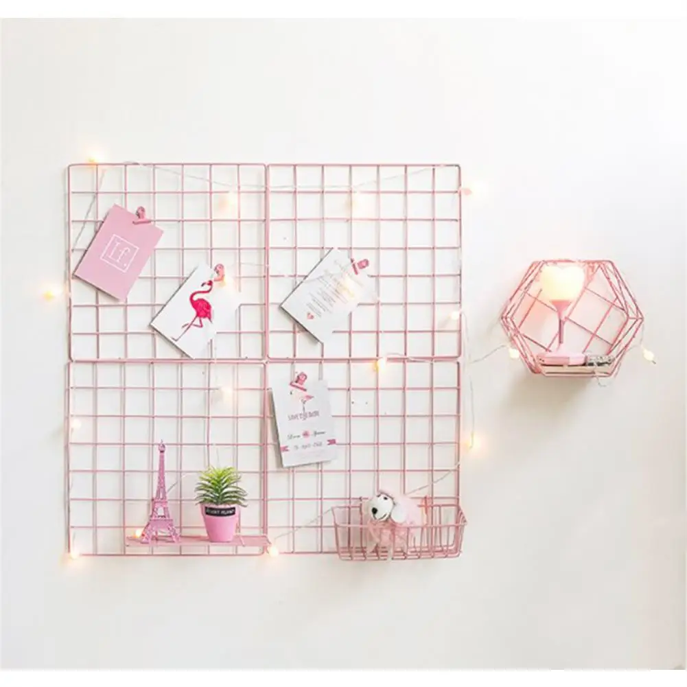 Железная розовая сетка для фото украшения стен для девочек, макет комнаты, красная сетка, настенные подвесные Креативные украшения, 1 шт., украшение для дома