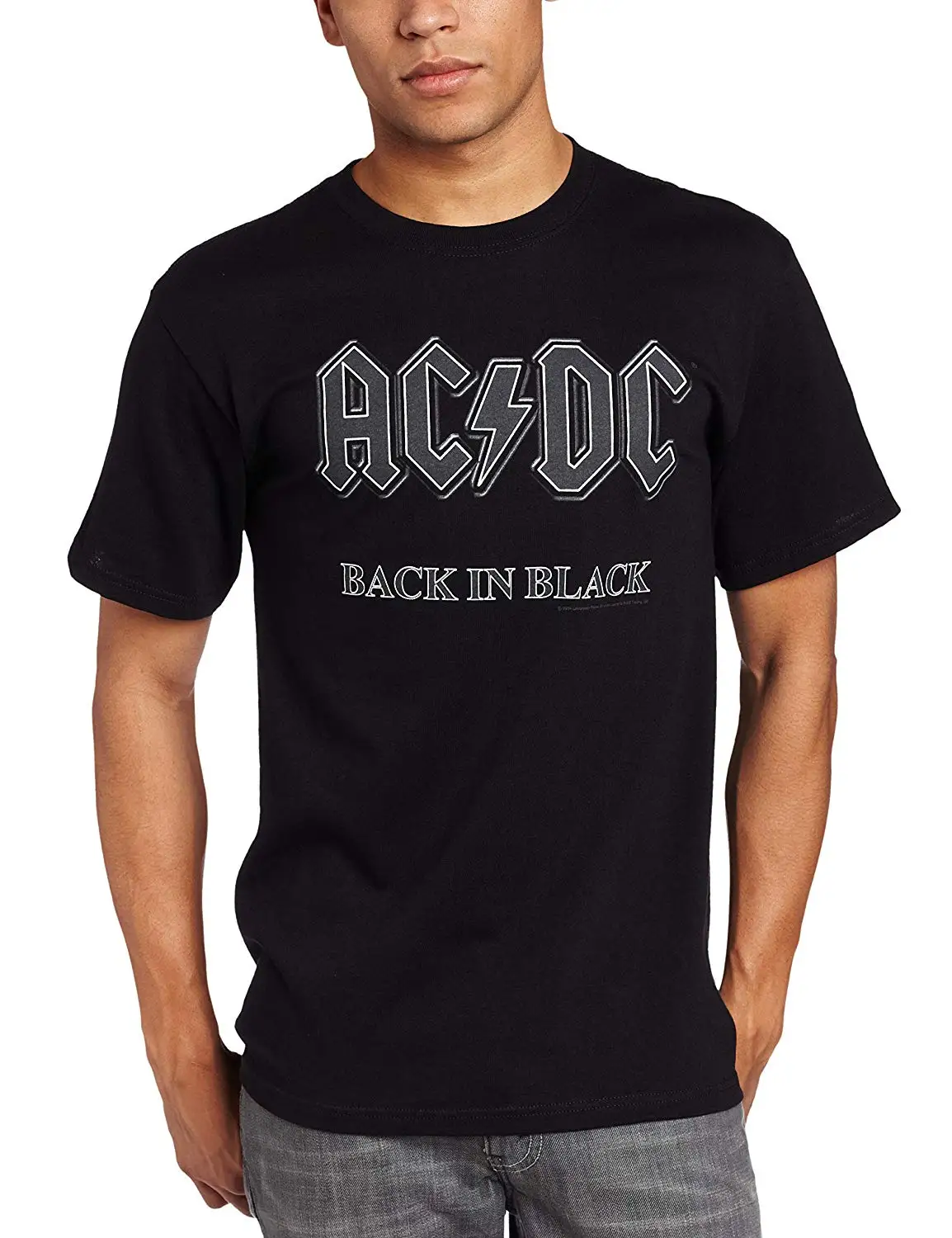 Влияние Для мужчин AC/DC Back In Black с коротким рукавом футболки | Мужская одежда