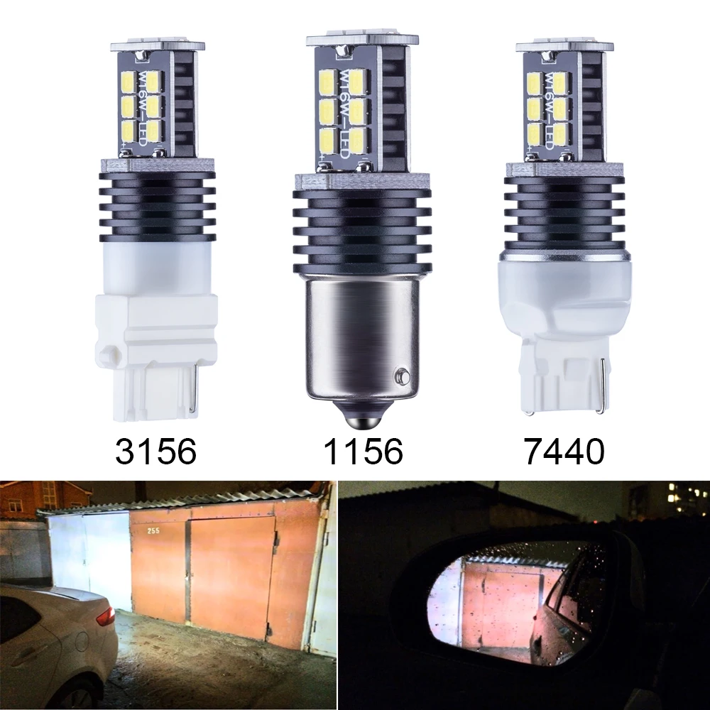

2 Pcs White X P21W LED Canbus 12W 1156 7440 3156 Backup Reverse Light Bulb SMD 2835 newest bead Auto led Car lamp