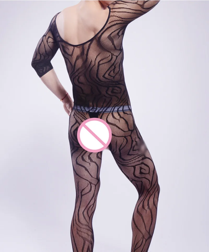 Sexy Lingerie Men Sexy Lingerie costumes Net Stockings porno Exotic bodysuit sex intimates black Netting Underwear hose