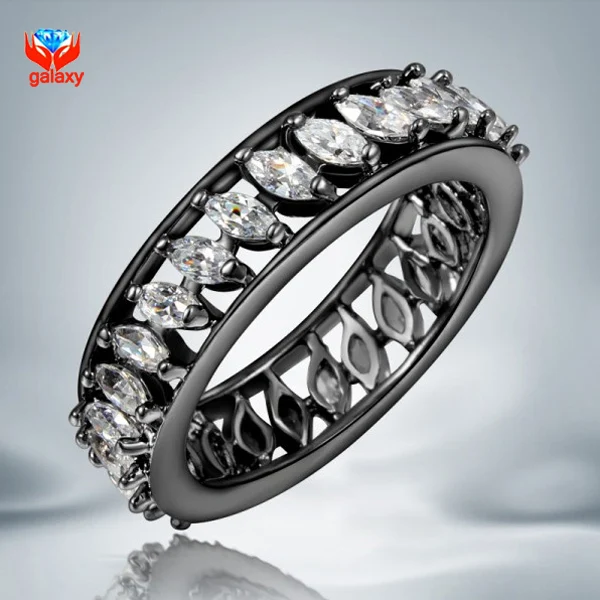

Big Promotion High Quality Luxury Black Gold Filled Ring Full of AAA CZ Diamant Wedding Rings Fine Jewelry Engagement Ring ZR034