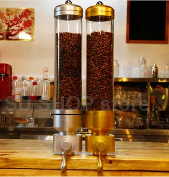 

gold/silver stainless steel&acrylic 6kgs coffee bean dispenser/coffee bean container stand/coffee bean always perfectly fresh