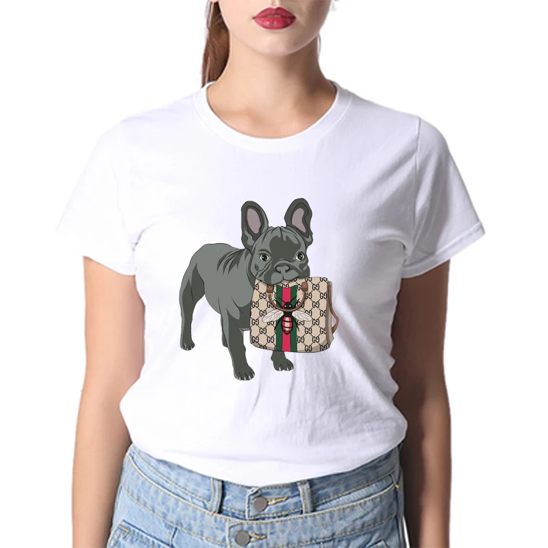 100-Cotone-Bianco-Pet-Dog-T-Shirt-di-Marca-Delle-Donne-di-Parigi-Della-Borsa-Estate