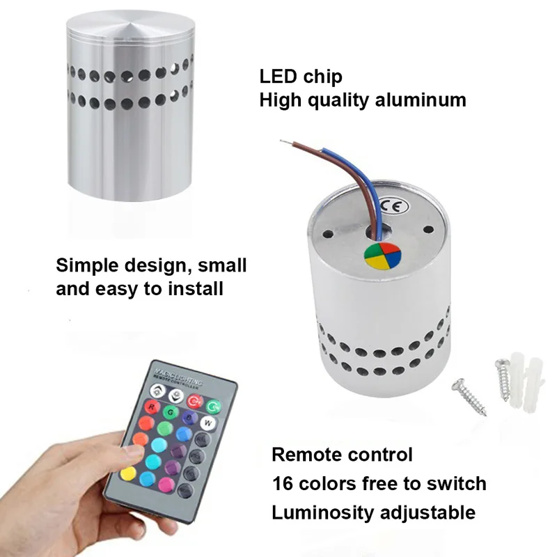 Настенная светодиодная лампа RGB 3 вт 1 шт.|Комнатные настенные LED -лампы| |