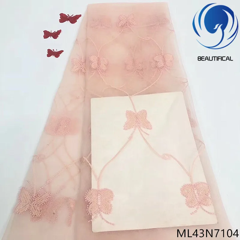 

BEAUTIFICAL nigerian mesh tulle lace with sequins fabrics 5 yards net tulle lace french fabric new ML43N71