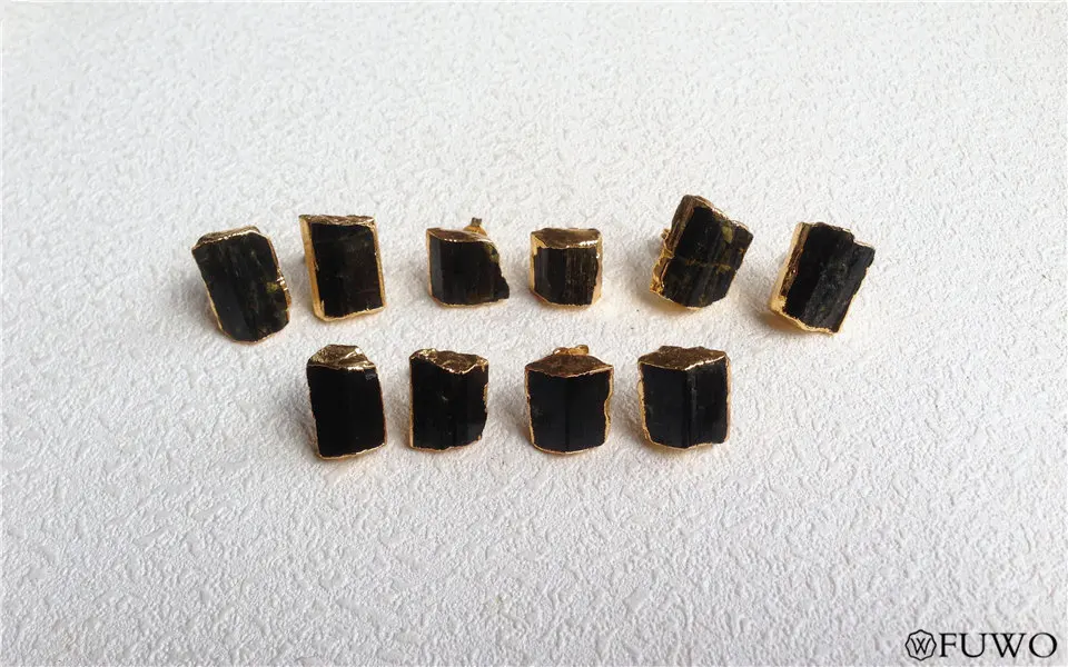 Natural Black Tourmaline Stud Earrings 9 