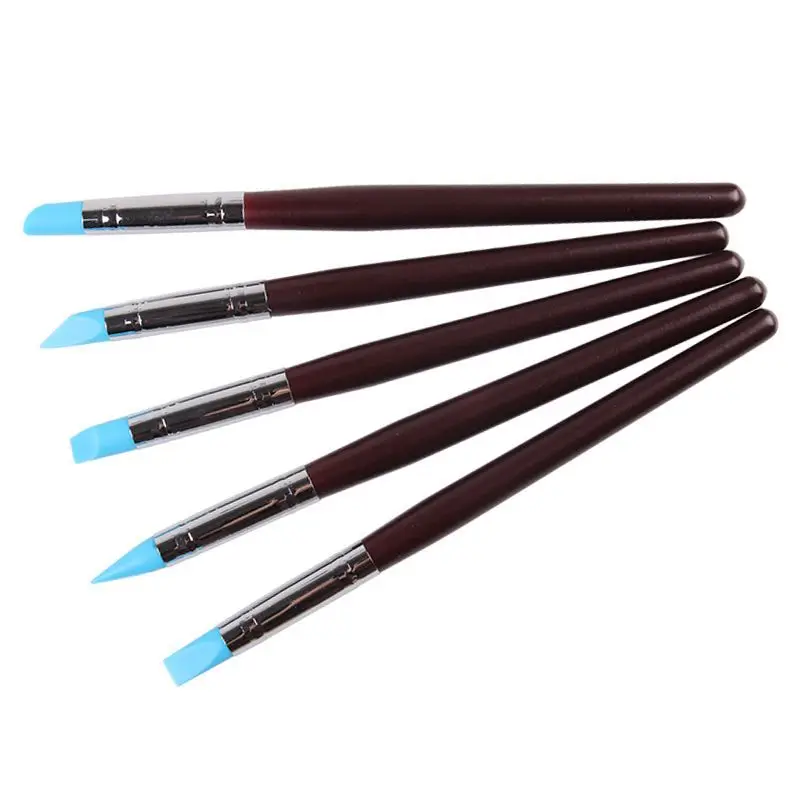 

5 Pcs/set Silicone Brush Pen Art Craft Clay Color Shaper Pottery Modeling Engraving Clip Wiping Tool Rubber Tip Paint Brush
