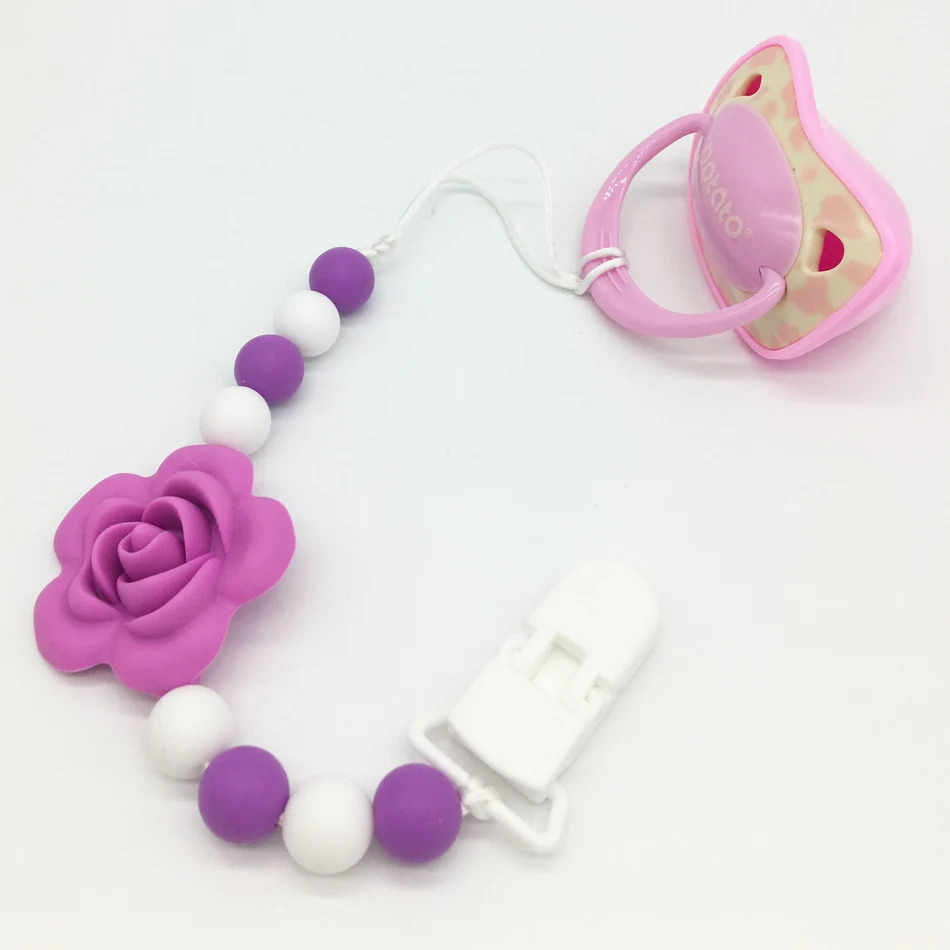 

bpa Silicone baby Teething pendant clips silicone Teething Pacifier Clip with pendant heart chew beads