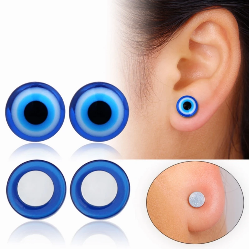 

Ear Stud Earrings Magnetic Without Piercing Ears Jewelry Blue Eyes For Men Women