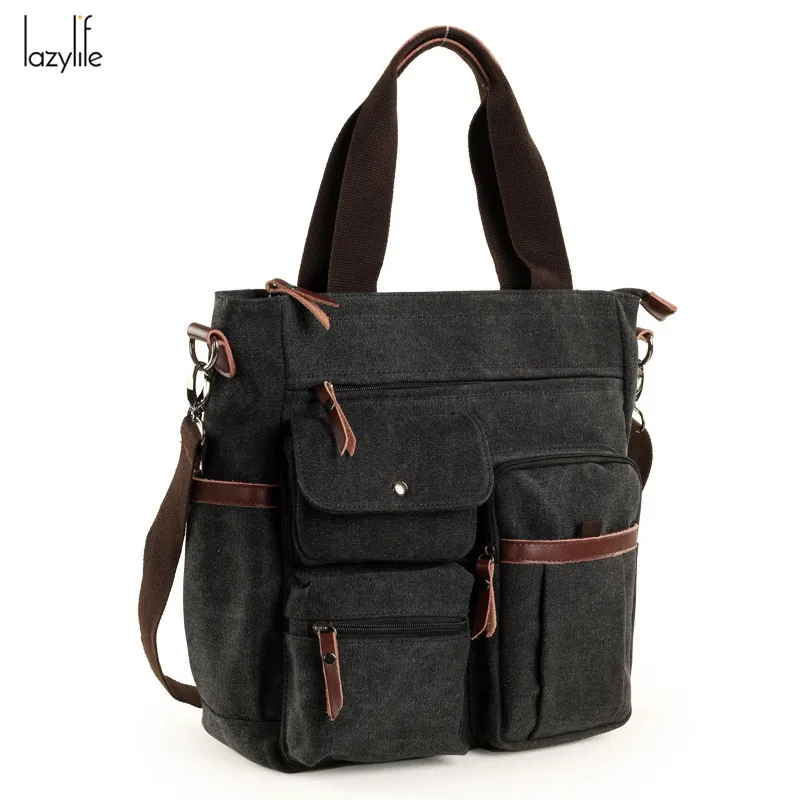 LAZYLIFE высококачественный вместительный мужской портфель, мужские сумки, деловая сумка для ноутбука, мужская сумка через плечо, сумки для путешествий - Цвет: Black