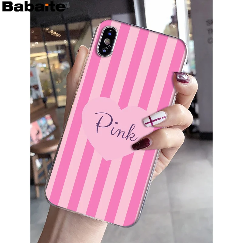 Babaite Brand NEW Victoria LOVE PINK Smart Cover Transparent Shell Phone Case for Apple iPhone 8 7 6 6S Plus X XS MAX 5 5S SE XR