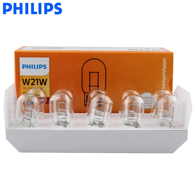 

10PCS Philips W21W T20 12V 21W Premium Vision Original Standard Car Turn Signal Light Reversing Light Stop Light 12065CP