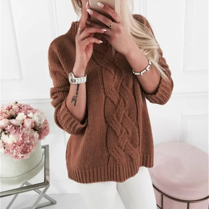 Womens Sweaters 2019 Autumn Winter Tops Turtleneck Sweater Women Thin Pullover Jumper Knitted Sweater Pull Femme SJ3393X