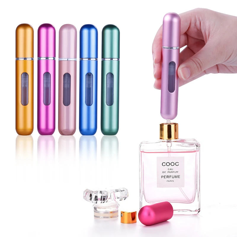 

Portable 5 ml Travel Mini Container Aluminum Refillable Perfume Spray Bottle Empty Cosmetic Containers Perfume Bottle