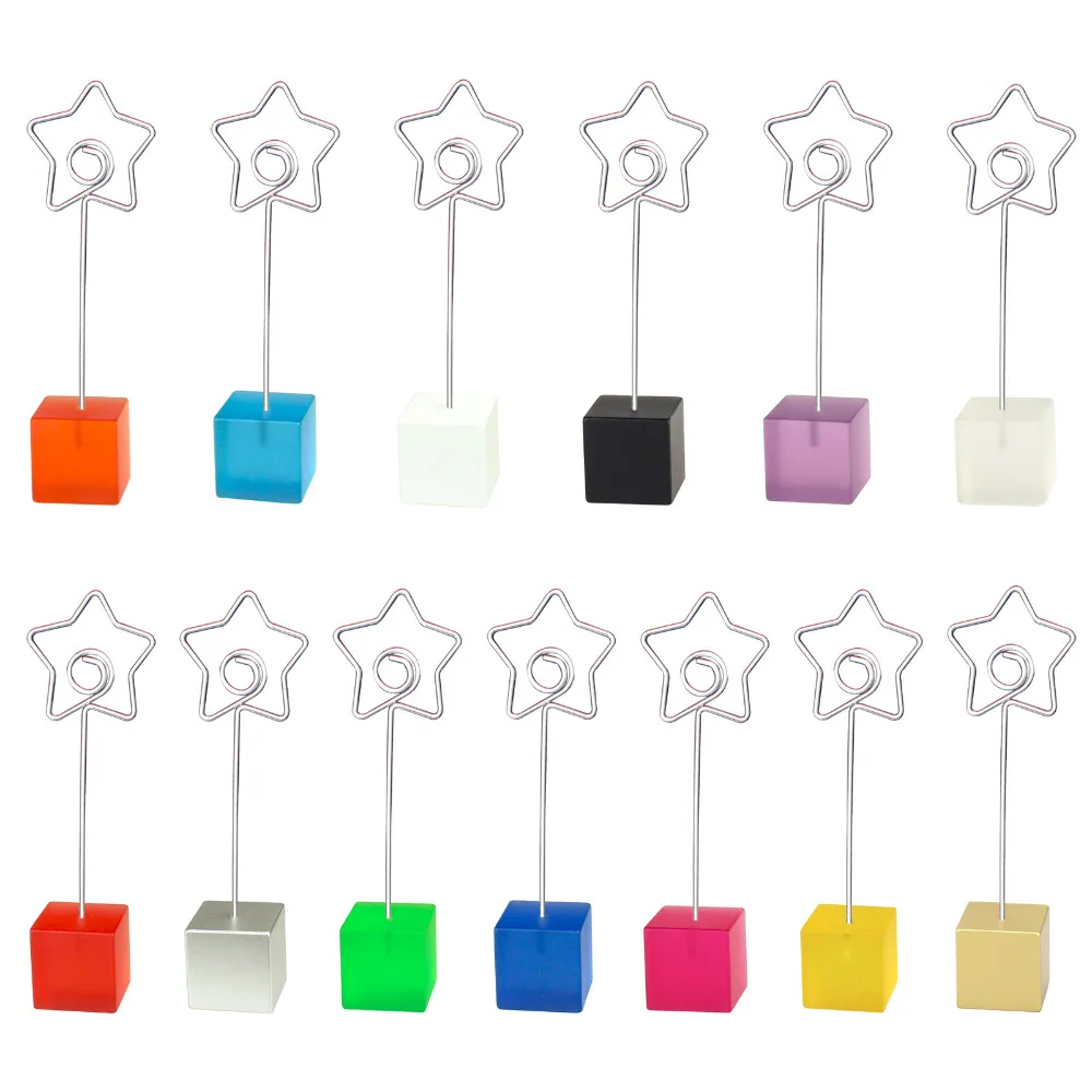 

Lot 10pcs Cube Base Star Wire Photo Clip,Memo Clamp,Table Place Card Holder,Wedding Favor Party Deco,Personalized Give Away