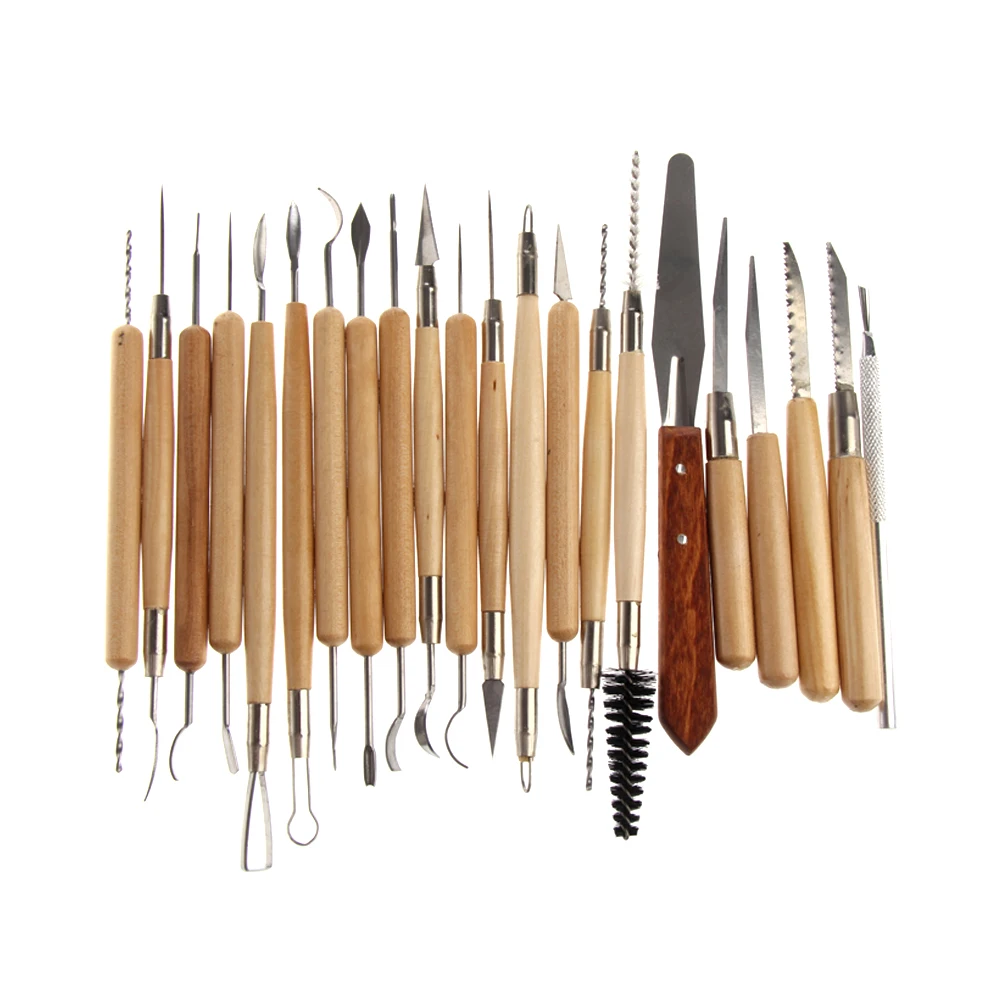 

22Pcs/Set Wooden Art Craft Sculpture Tool Clay Pottery Tool Pottery Clay Craft Marker DIY Art Clay Molds Tool