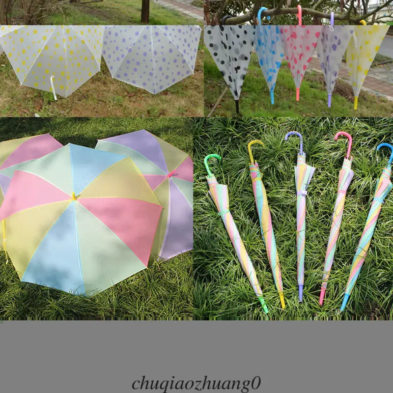 

Newest Umbrella Rainbow Anti-UV Parasols Transparent Clear Rain Brolly Dot Clear Umbrella / Rainbow Umbrella (Random color)