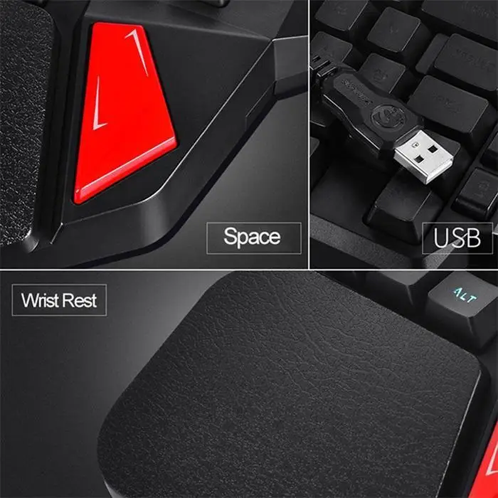 Мини Прочный USB интерфейс подсветка Проводная износостойкая 38 черная Одноручная 1,8 м игровая подсветка, клавиатура