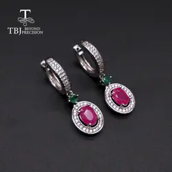 TBJ, Рубиновая серьга и натуральный изумруд драгоценный камень Классический стиль 925 серебро модные ювелирные украшения для женщины юбилей