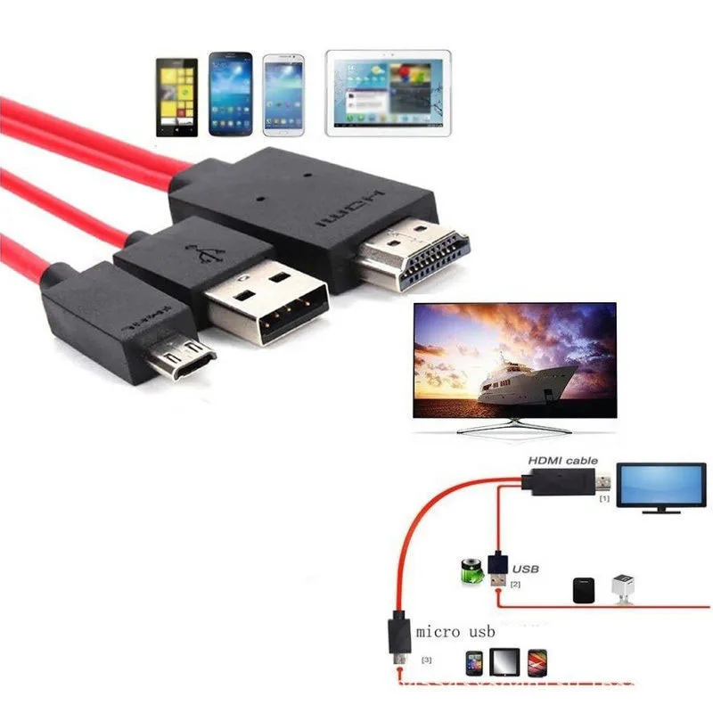 11-контактный Поворотный hdmi HD линия micro usb конвертер для Samsung S5/S4/S3 мобильный