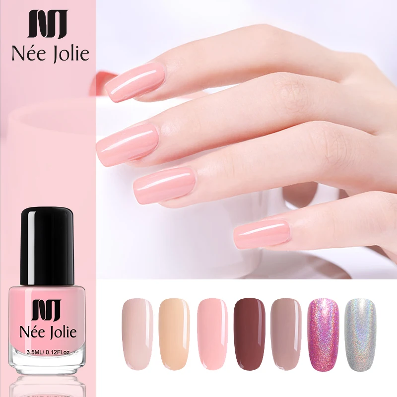 

NEE JOLIE 3.5ml Nail Polish 54 Nude Coffee Gray Series Fast Dry Matte Glitter Effect Nail Art Polish Peeling Off Nails Lacquer
