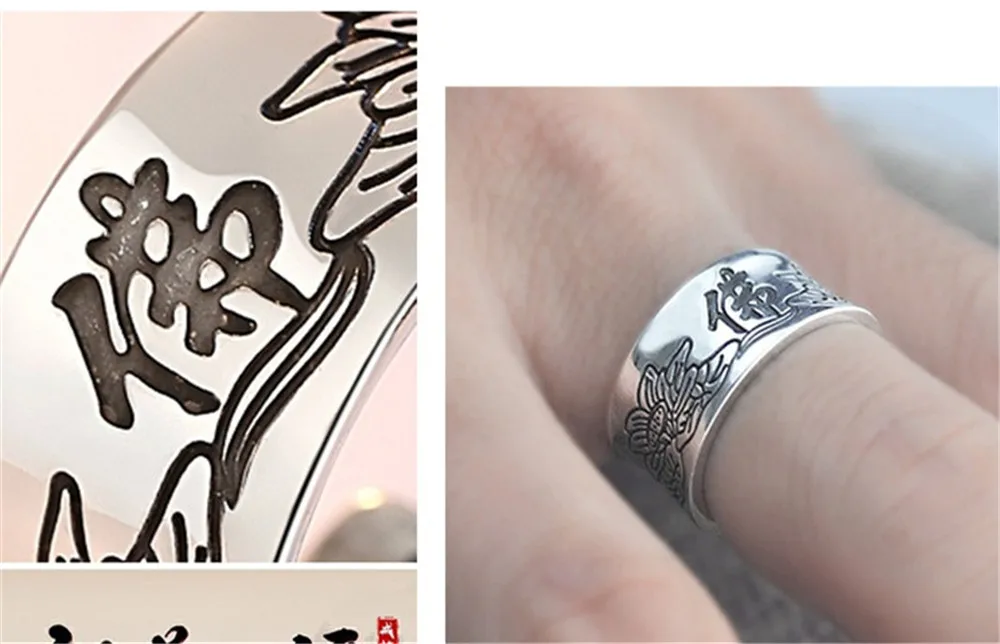 Ретро минималистическая лотосовая Сутра мужские модные кольца женские модели кольцо открытие Регулируемый буддизм тайский серебряный ювелирный ручной