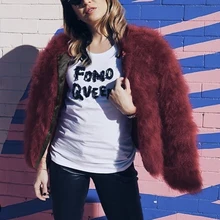 Новинка, пушистое Женское пальто из искусственного меха, Зимняя Толстая теплая меховая куртка, верхняя одежда, 3/4 рукав, мохнатое элегантное пальто, чистый черный белый