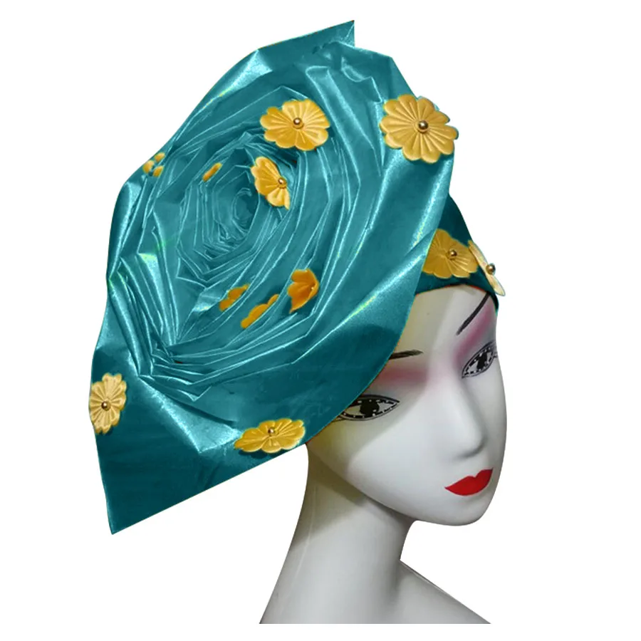Auto gele nigerian gele headtie already made auto hele turban cap african aso ebi aso oke headtie 2018 (7)