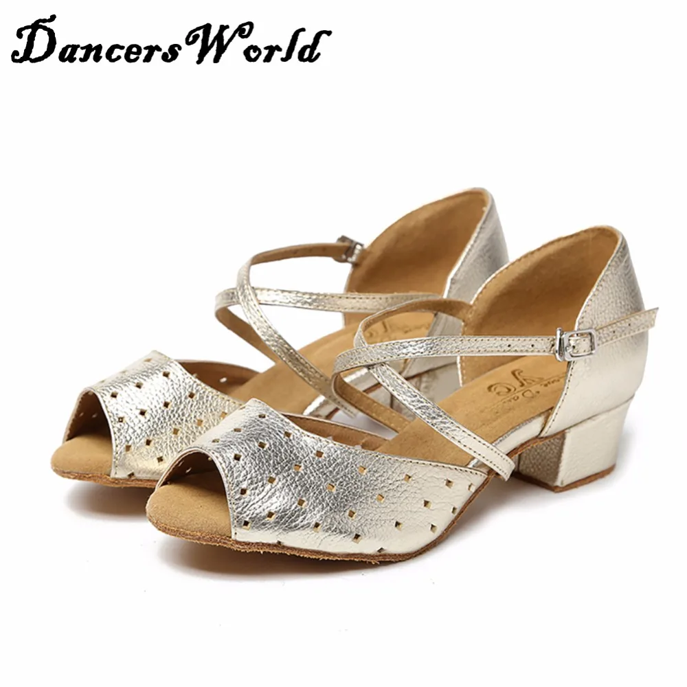 High Quality Girl Latin Dance Shoes 3.5 cm Heels Purple Shoe Kid