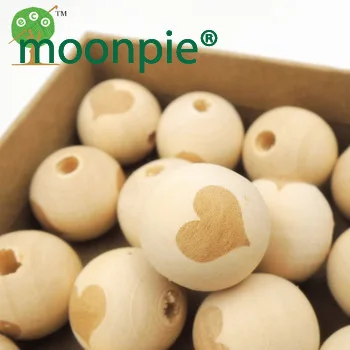 30pcs wood round ball  HEART VALENTINE