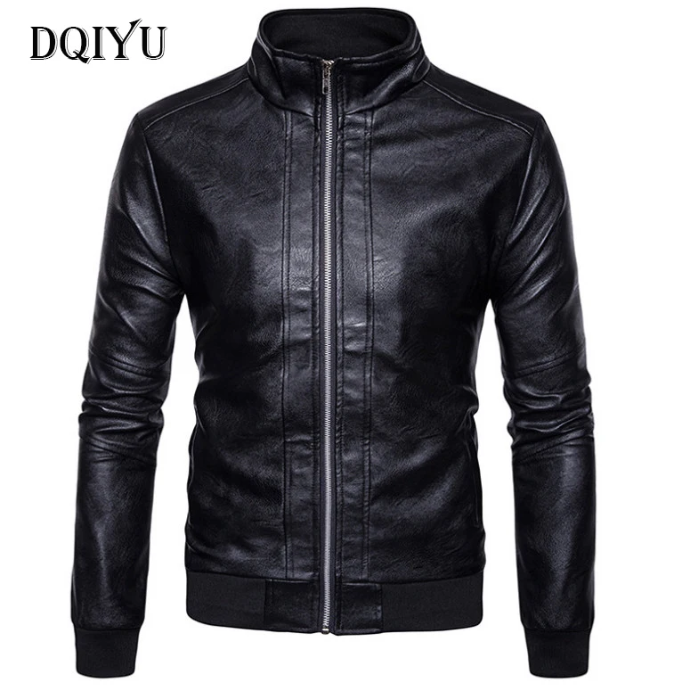 Dqiyu кожаная куртка Новый стенд мотоботы на молнии кожаная куртка Для мужчин Высокое качество PU Куртка jaqueta de couro masculina