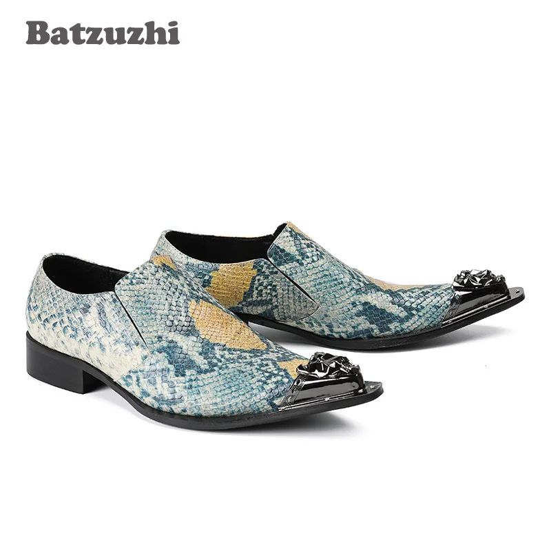 

Batzuzhi Rock Personality Leather Shoes Men Pointed Iron Toe Men Shoes Formal Dress Shoes for Wedding and Party Oxfords, US6-12