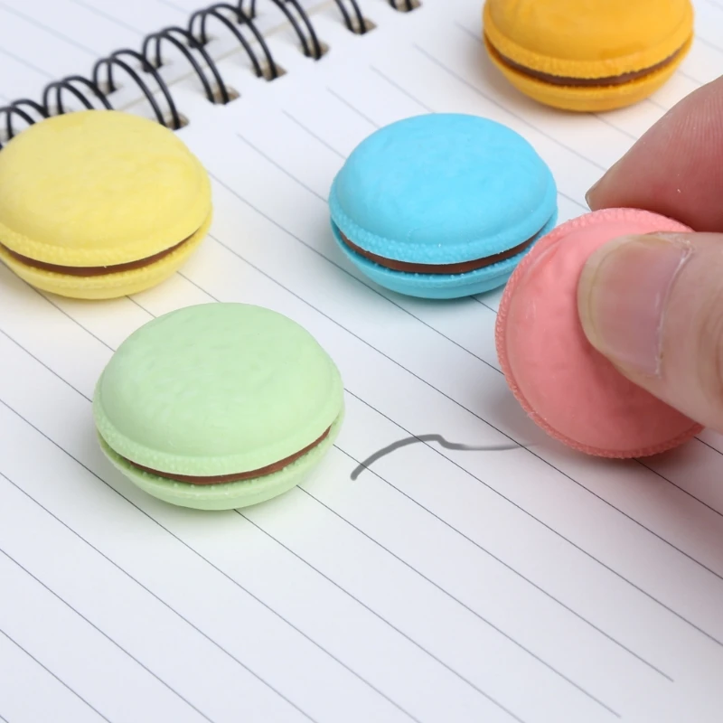 5 PCS Cute Kawaii Colorful Cake Rubber Eraser Creative Macaron Eraser For Kids Student Gift