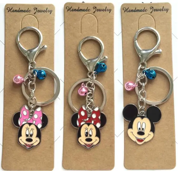 

New cartoon mickey bowknot minnie head Key Chains Pendant Keyring color Bell Best Gift Bell Random Color
