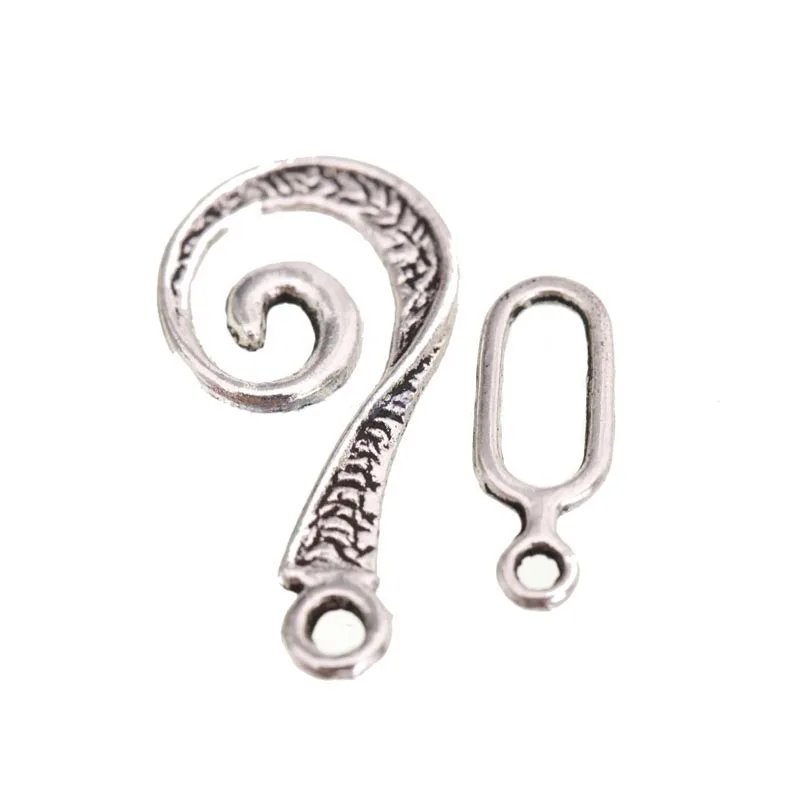 

Tibetan Antique Silver Vortical Snail Shape Toggle Clasps Hooks Connectors for Jewelry Making 10 sets