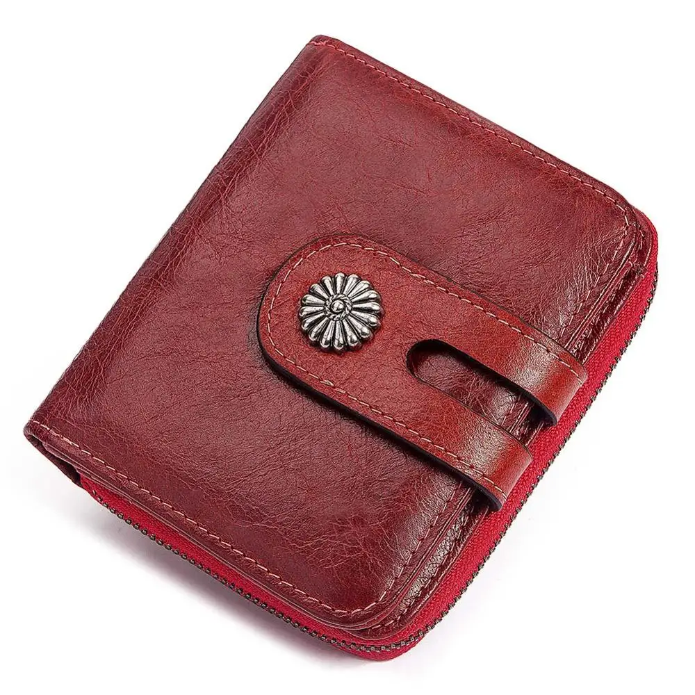 KAVIS натуральная кожа, маленький держатель для карт, женский кошелек, Женский кошелек для монет, многофункциональная сумка для денег, Дамская мини-сумочка с карманом - Цвет: Red M