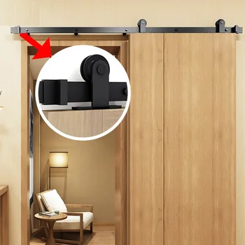 

Heavy Duty Sturdy Sliding Barn Door Hanging Rails I Shape Black Steel Closet Kit Top Mounted Hanger Sliding Door Hardware