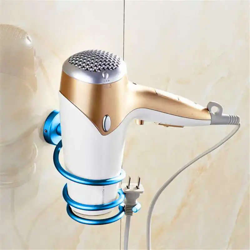 Wall Hair Dryer Rack Space Aluminum Bathroom Wall Holder Shelf Storage #2o17 (4)