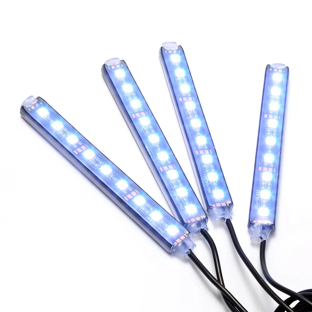  4Pcs Car RGB LED DRL Strip Light LED Strip Lights Colors Led Car Interior Light Decorative Atmosphe - 32814201208