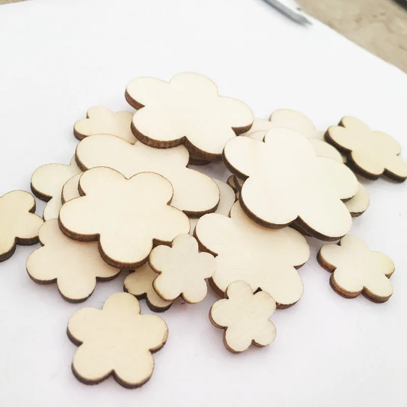 

100Pcs Mixed Sizes Flower Shape MDF Unfinished Wood Blank Plaque for DIY Craft Pyrography