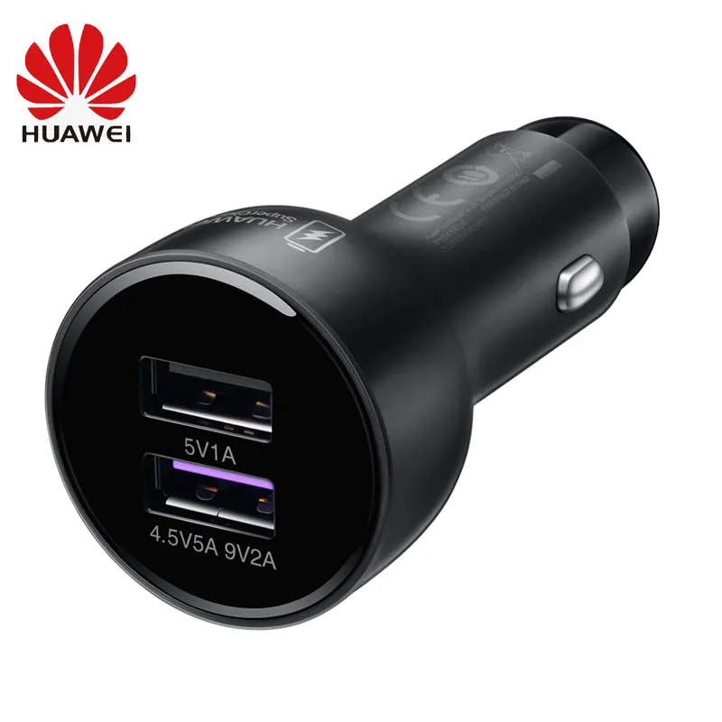 Оригинальное автомобильное зарядное устройство HUAWEI AP38 Supercharge 4,5 V 5A Max 22,5 W Dual USB с кабелем 5А type C