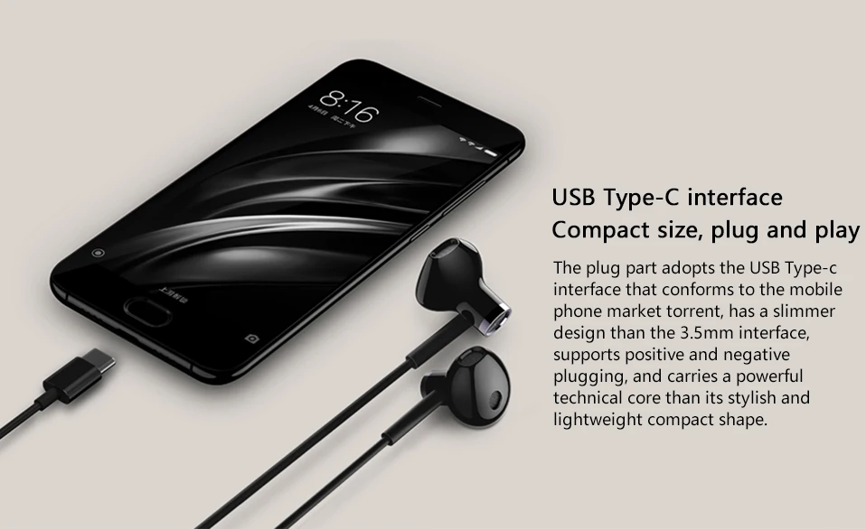 Xiaomi Earphones USB Type-C3.5mm Headset Half In Ear Wired Control Dynamic Ceramic Speaker Headphones MEMS Mic MI Headsets (3)