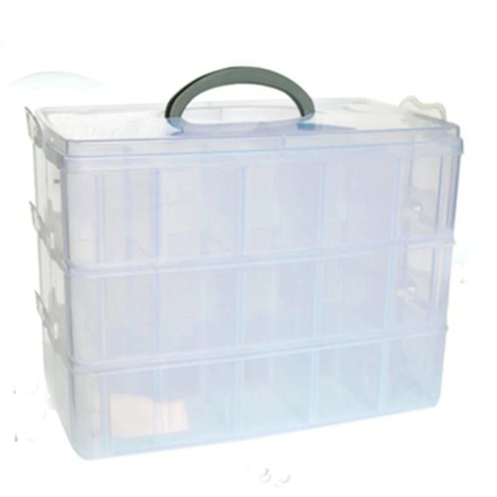 

3 Layer Practical Durable Jewelry Sorting Suitcase Storage Box Building Block Home Multi Compartment Kids Transparent Organizer