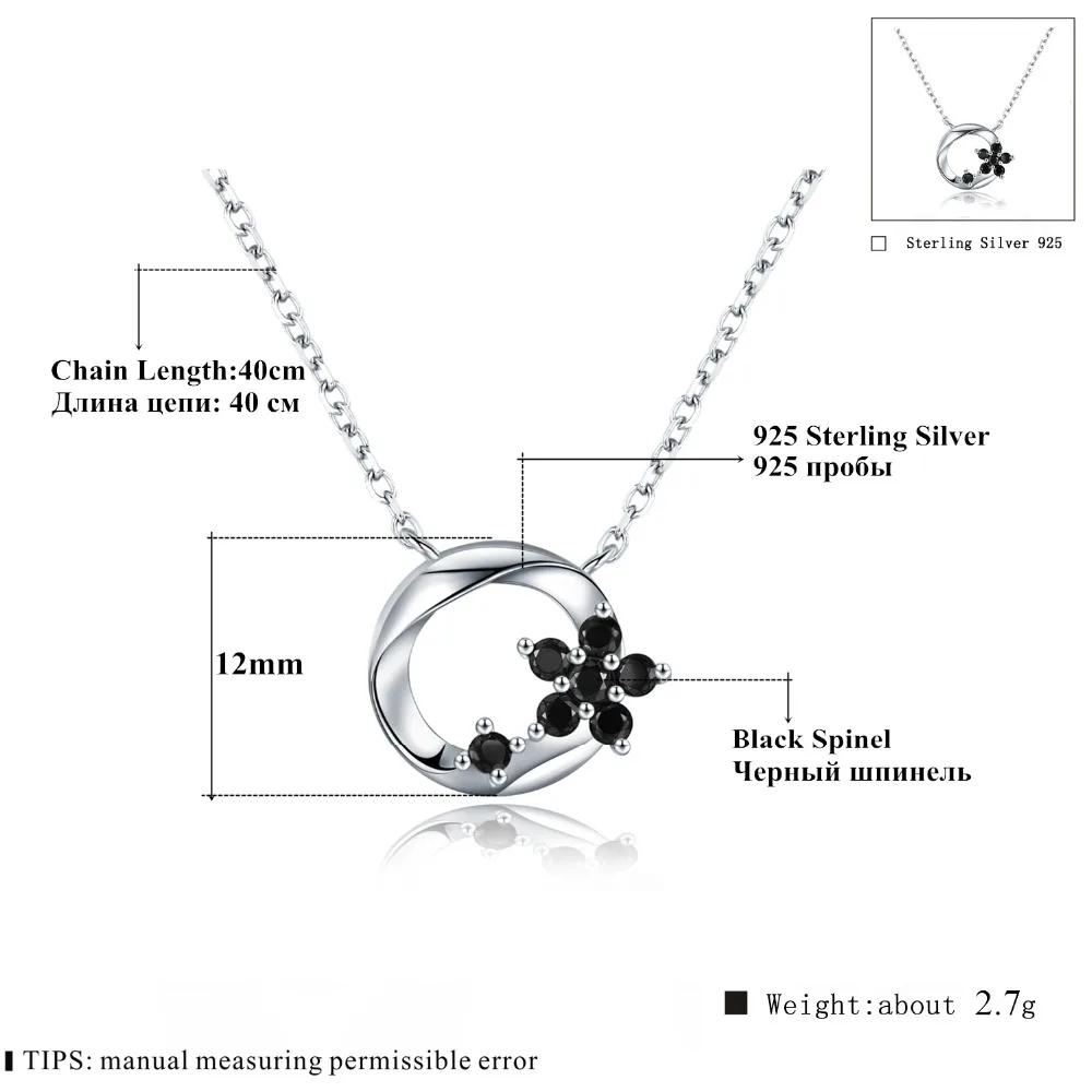 Черный Аун Лидер продаж 925 пробы Серебряный цветок кулон ожерелье для женщин Стерлинговое серебро ювелирные изделия K036